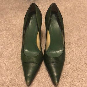 Guicci green leather heels